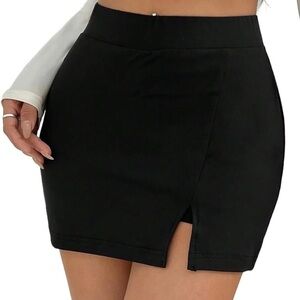 Shein Black Stretchy Bodycon Split Hem Mini Skort